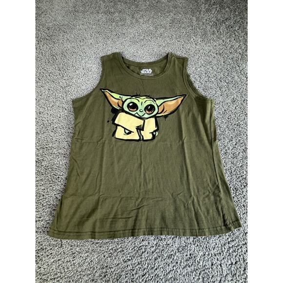 Star Wars Tops - Star Wars Tank Womens L Green The Mandalorian Grogu Crew Neck Tagless Sleeveless